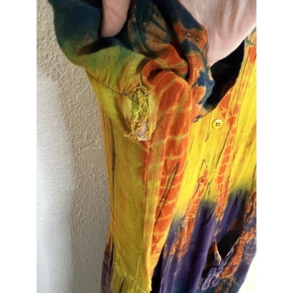 Vintage Rosey Tomato Multicolor Artistic Graphic Print Jumpsuit Size Large - Picture 8 of 14